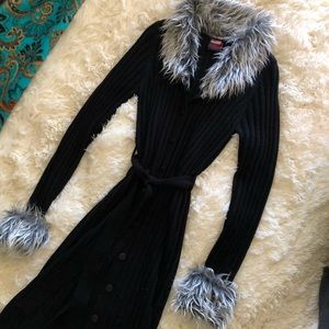 Full Length Knit + Fur Sweater Robe
